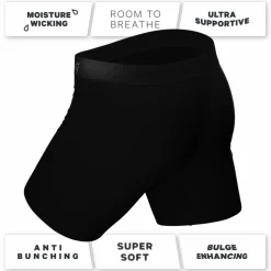 The Ash and Ember - Long Leg Black Ball Hammock® Pouch Underwear With Fly 3 Pack