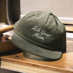 The Ask Your Mom - Green Father's Day 5-Panel Corduroy Snapback Hat