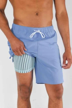 The Belly Flop - Blue and Green Ball Hammock® Pouch 8" Swim Trunks