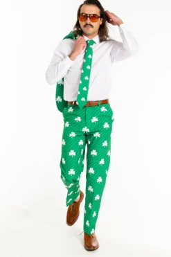 The Blarney Bagpiper - Diagonal Striped Clovers Suit Pants