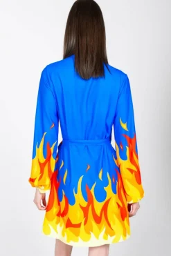 The Blaze Of Glory - Flames Wrap Dress
