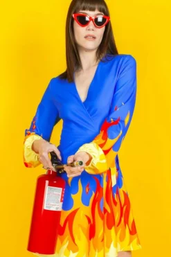 The Blaze Of Glory - Flames Wrap Dress