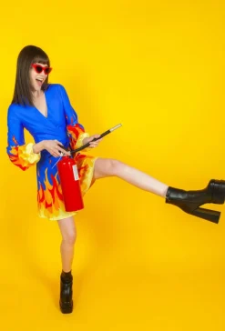 The Blaze Of Glory - Flames Wrap Dress