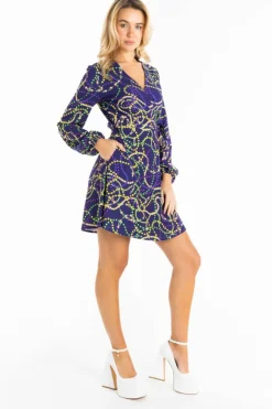 The Carnival Krewe - Mardi Gras Beads Wrap Dress