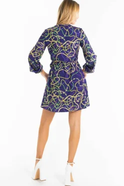 The Carnival Krewe - Mardi Gras Beads Wrap Dress