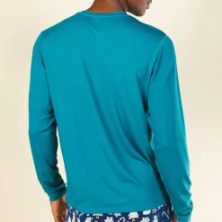 The Caspian Sea - Teal Blue SleepDeep™ Men’s Long Sleeve Pajama Shirt