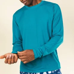 The Caspian Sea - Teal Blue SleepDeep™ Men’s Long Sleeve Pajama Shirt