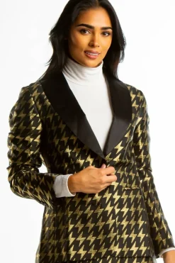 The Caviar and Cocktails - Gold Jacquard Black Label Womens Blazer