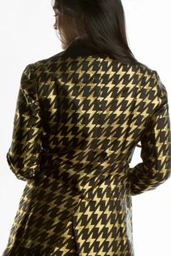 The Caviar and Cocktails - Gold Jacquard Black Label Womens Blazer