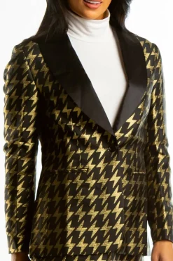 The Caviar and Cocktails - Gold Jacquard Black Label Womens Blazer