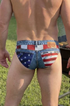 The Chattahoochee Daddy - USA Denim Print Ball Hammock® Pouch Swim Briefs