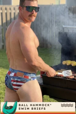 The Chattahoochee Daddy - USA Denim Print Ball Hammock® Pouch Swim Briefs