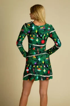 The Christmas Tree Camo - Christmas Tree Print Skater Dress