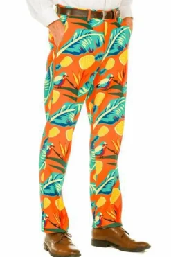 The Cruise Ship Casanova - Orange Hawaiian Suit Pants
