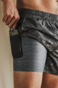 The Darkside - Black and Grey Camo Ball Hammock® 7 Inch Athletic Shorts