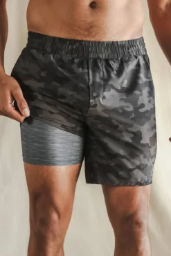 The Darkside - Black and Grey Camo Ball Hammock® 7 Inch Athletic Shorts