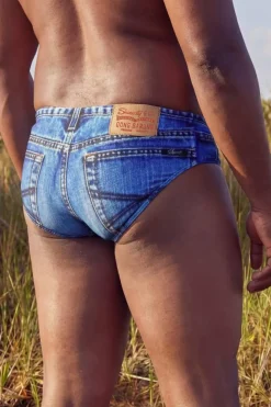 The Daytona Dong Sarong - Denim Print Ball Hammock® Pouch Swim Briefs