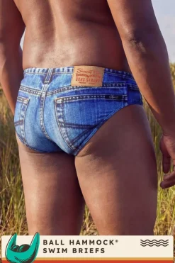 The Daytona Dong Sarong - Denim Print Ball Hammock® Pouch Swim Briefs