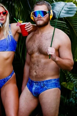 The Daytona Dong Sarong - Denim Print Swim Brief