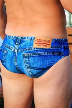 The Daytona Dong Sarong - Denim Print Swim Brief
