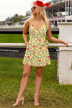 The Derby Delight - Horseshoe Strappy Dress
