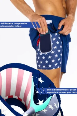 The Double Duty - American Flag Ball Hammock® 5 Inch Athletic Shorts