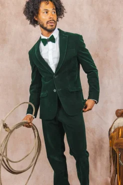 The Elegant Evergreen - Green Velvet Velvet Blazer