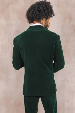 The Elegant Evergreen - Green Velvet Velvet Blazer