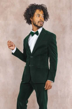 The Elegant Evergreen - Green Velvet Velvet Blazer
