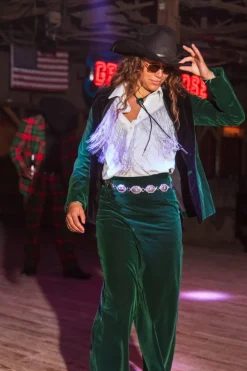 The Elegant Evergreen - Green Velvet Womens Velvet Blazer