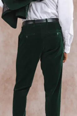 The Elegant Evergreen - Green Velvet Velvet Suit Pants