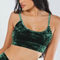 The Extravagance - Dark Green Velvet Bralette