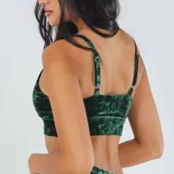 The Extravagance - Dark Green Velvet Bralette
