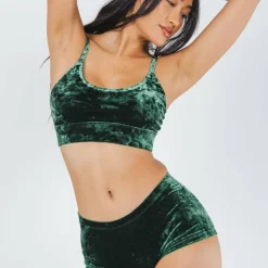 The Extravagance - Dark Green Velvet Bralette