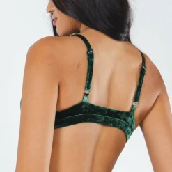 The Extravagance - Dark Green Velvet Triangle Bralette