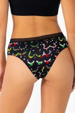 The Goodie Garland - Christmas Tinsel Busts Lace Trim Cheeky Panty