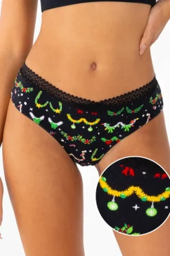 The Goodie Garland - Christmas Tinsel Busts Lace Trim Cheeky Panty