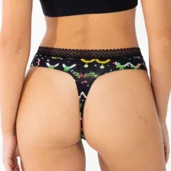 The Goodie Garland - Christmas Tinsel Busts Lace Trim Thong Underwear