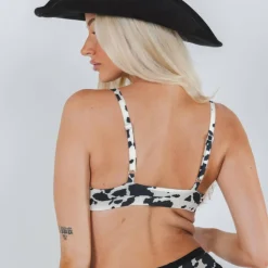 The Graze Escape - Cow Hide Fringe Triangle Bralette