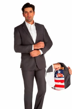 The Grey Madison - American Flag Lined Suit