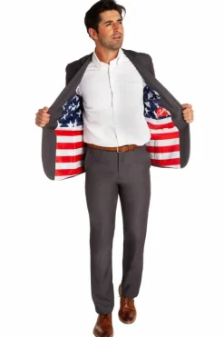 The Grey Madison - American Flag Lined Suit