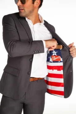 The Grey Madison - American Flag Lined Suit