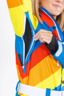 The Groovy Gondola - Orange Retro Swirl Women's One Piece Ski Suit