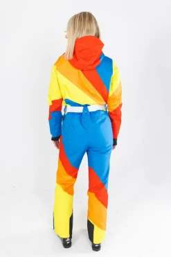 The Groovy Gondola - Orange Retro Swirl Women's One Piece Ski Suit