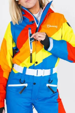 The Groovy Gondola - Orange Retro Swirl Women's One Piece Ski Suit