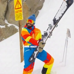 The Groovy Gondola - Orange Retro Swirl One Piece Ski Suit