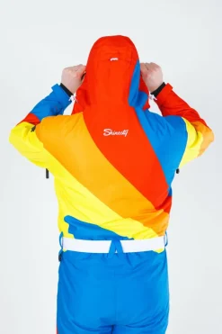 The Groovy Gondola - Orange Retro Swirl One Piece Ski Suit
