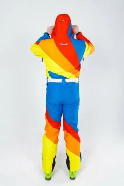 The Groovy Gondola - Orange Retro Swirl One Piece Ski Suit
