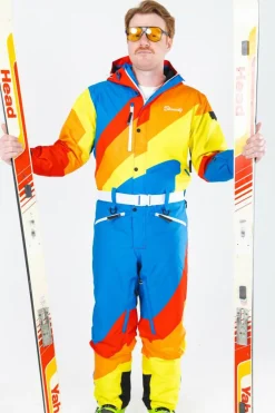 The Groovy Gondola - Orange Retro Swirl One Piece Ski Suit