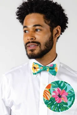 The Hibiscus Honeymoon - Floral Hawaiian Bow Tie